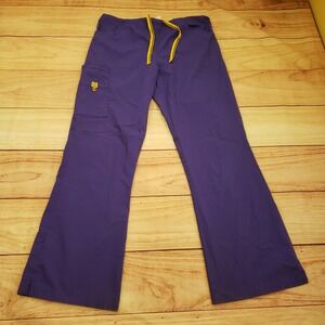 Spread Good Cheer Purple‎ Scrub Pants Womens L Drawstring Pockets Medical Nurse